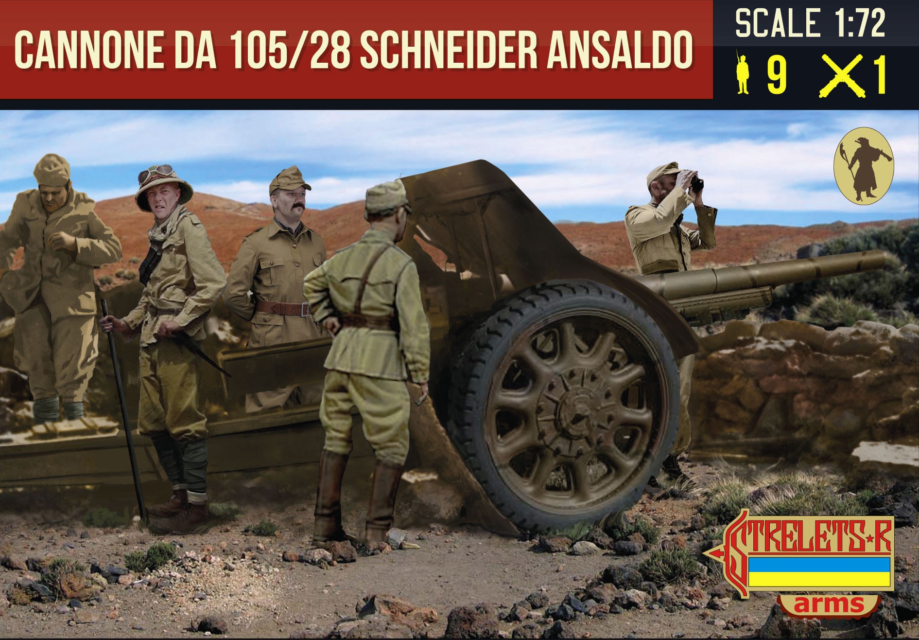 Figurines Strelets Cannone da 105/28 Schneider Ansaldo avec équipage i