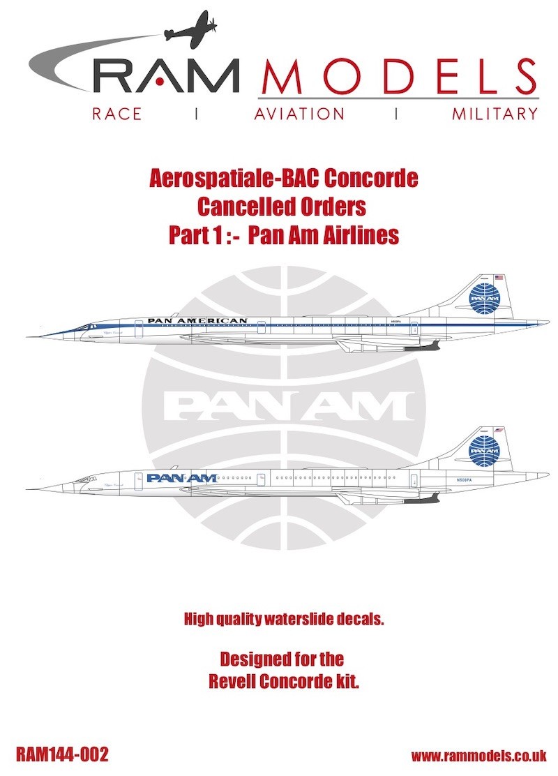  Ram Models Décal Aerospatiale Concorde a annulé des commandes. Pan Am