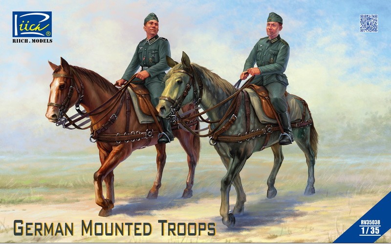 Maquette Riich Troupes à cheval allemandes (2 chevaux et 2 figurines)-