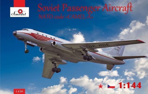 Maquette AModel Avion de ligne Tupolev Tu-104, Tchécoslovaquie-1/144 -