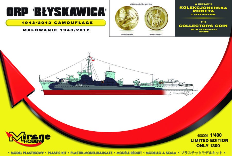 Maquette MIRAGE HOBBY ORP 'Blyskawica' ??1943/2012 Camouflage- 1/400 