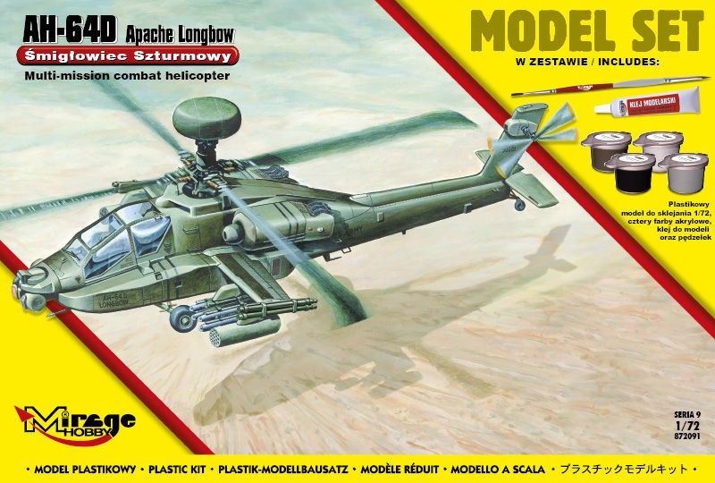 Maquette MIRAGE HOBBY AH-64D APACHE Longbow (Ensemble de modèles)-1/72