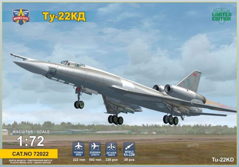 Maquette Modelsvit Tupolev Tu-22KD avec le missile Kh-22M-1/72 - Maque