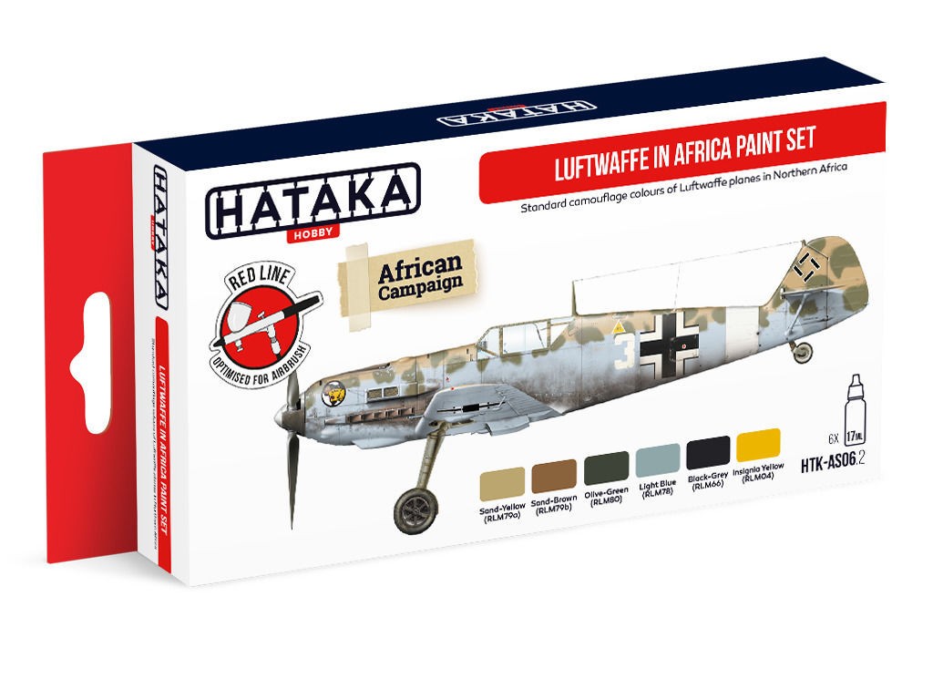  HATAKA Red Line Set (6 pcs), ensemble de peinture Luftwaffe en Afriqu