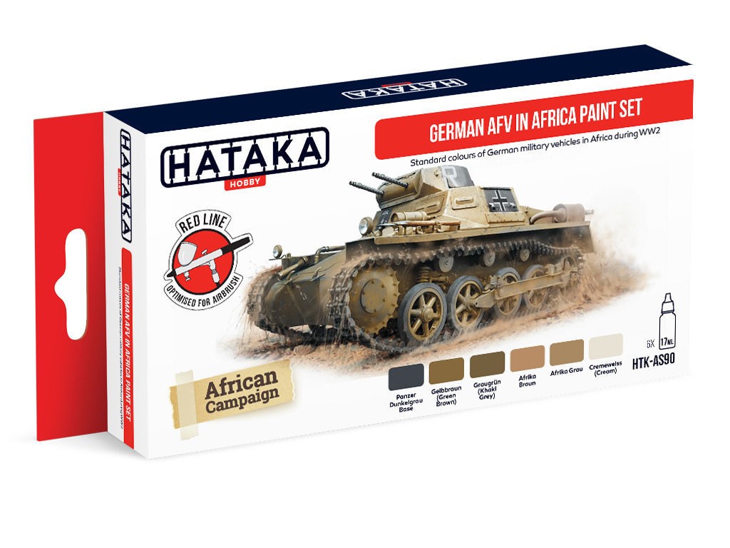  HATAKA Red Line Set (6 pcs), ensemble de peinture AFV allemand en Afr