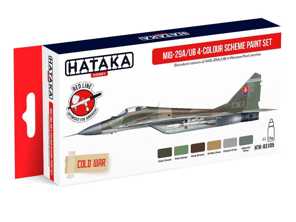  HATAKA Red Line Set (6 pcs) MiG-29A / UB Jeu de peintures 4 couleurs-