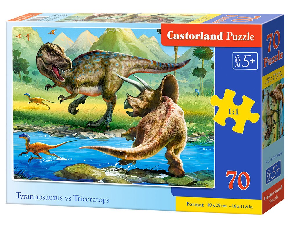  Castorland Tyrannosaurus vs Triceratops, Puzzle 70 pièces- - Puzzle