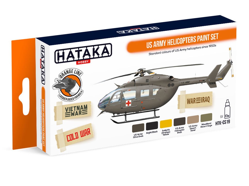 HATAKA Orange Line Set (6 pcs) - Ensemble de peinture pour hélicoptèr