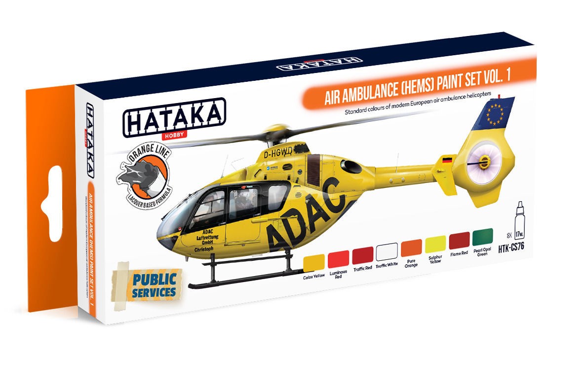  HATAKA Orange Line Set (8 pcs), ensemble de peinture pour ambulance a