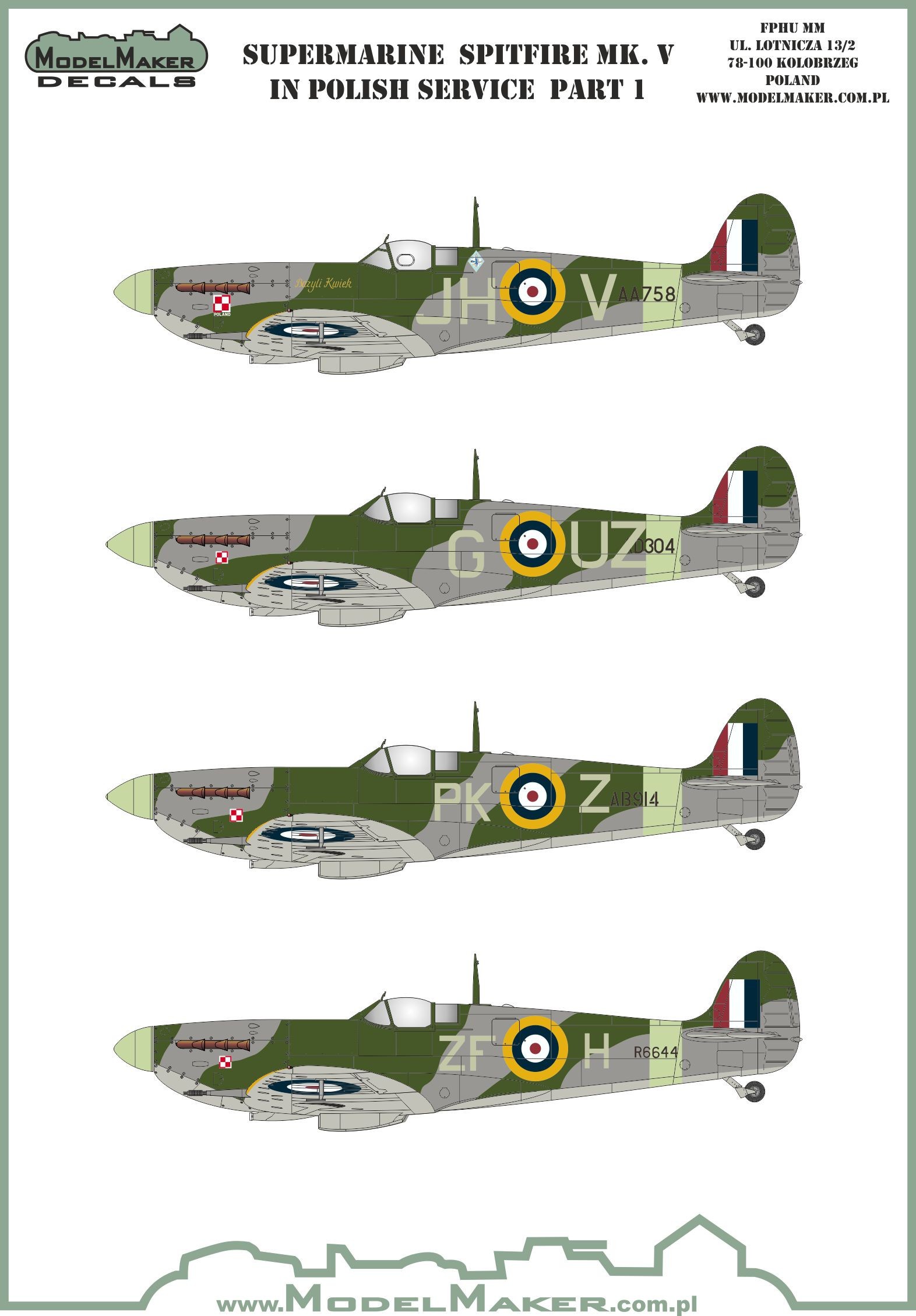  Model Maker Decals Décal Supermarine Spitfire Mk.V dans la première p