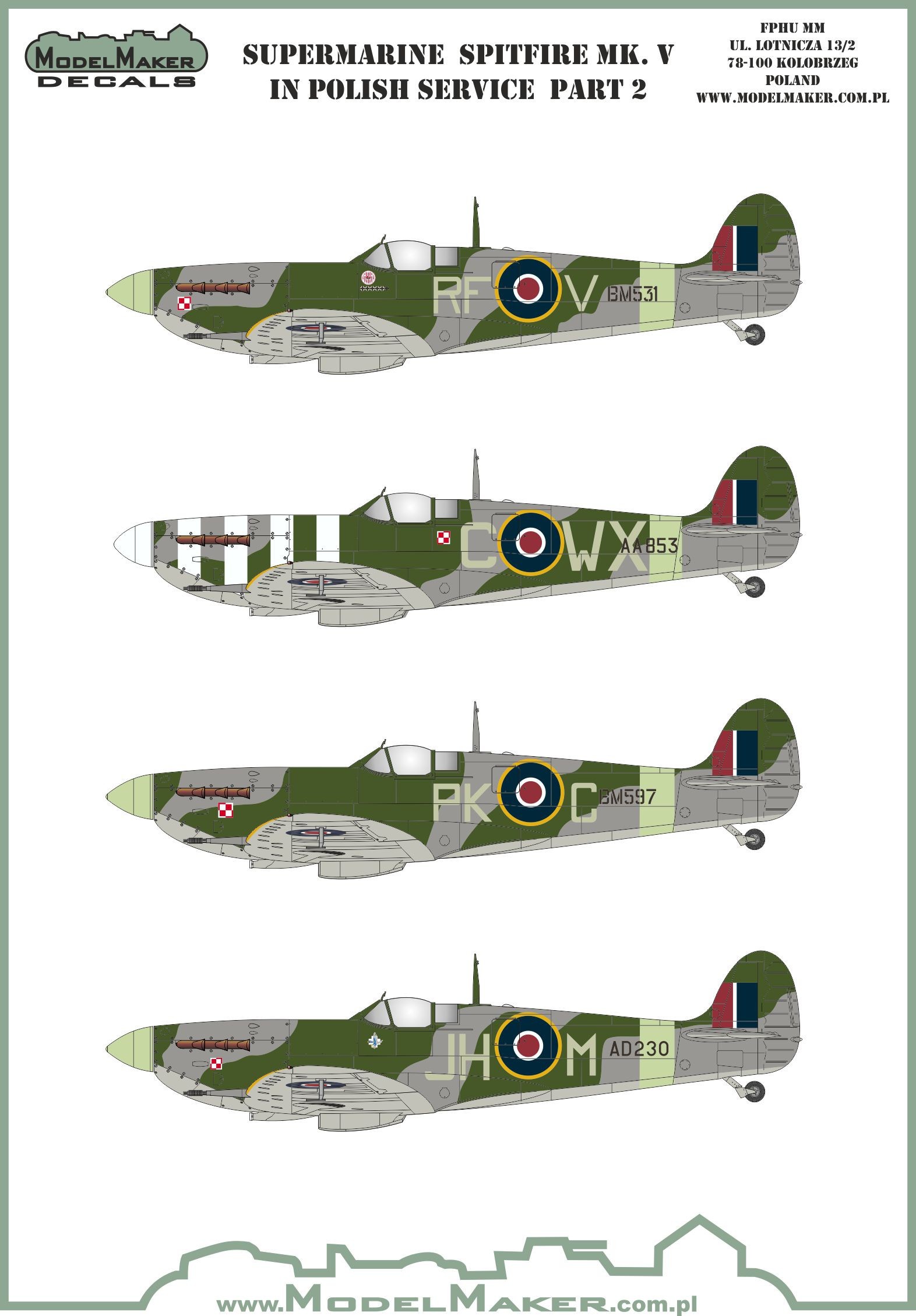  Model Maker Decals Décal Supermarine Spitfire Mk.V dans la deuxième p