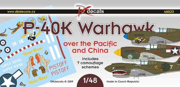  DK Decals Décal Curtiss P-40K Warhawk au-dessus du Pacifique et de la