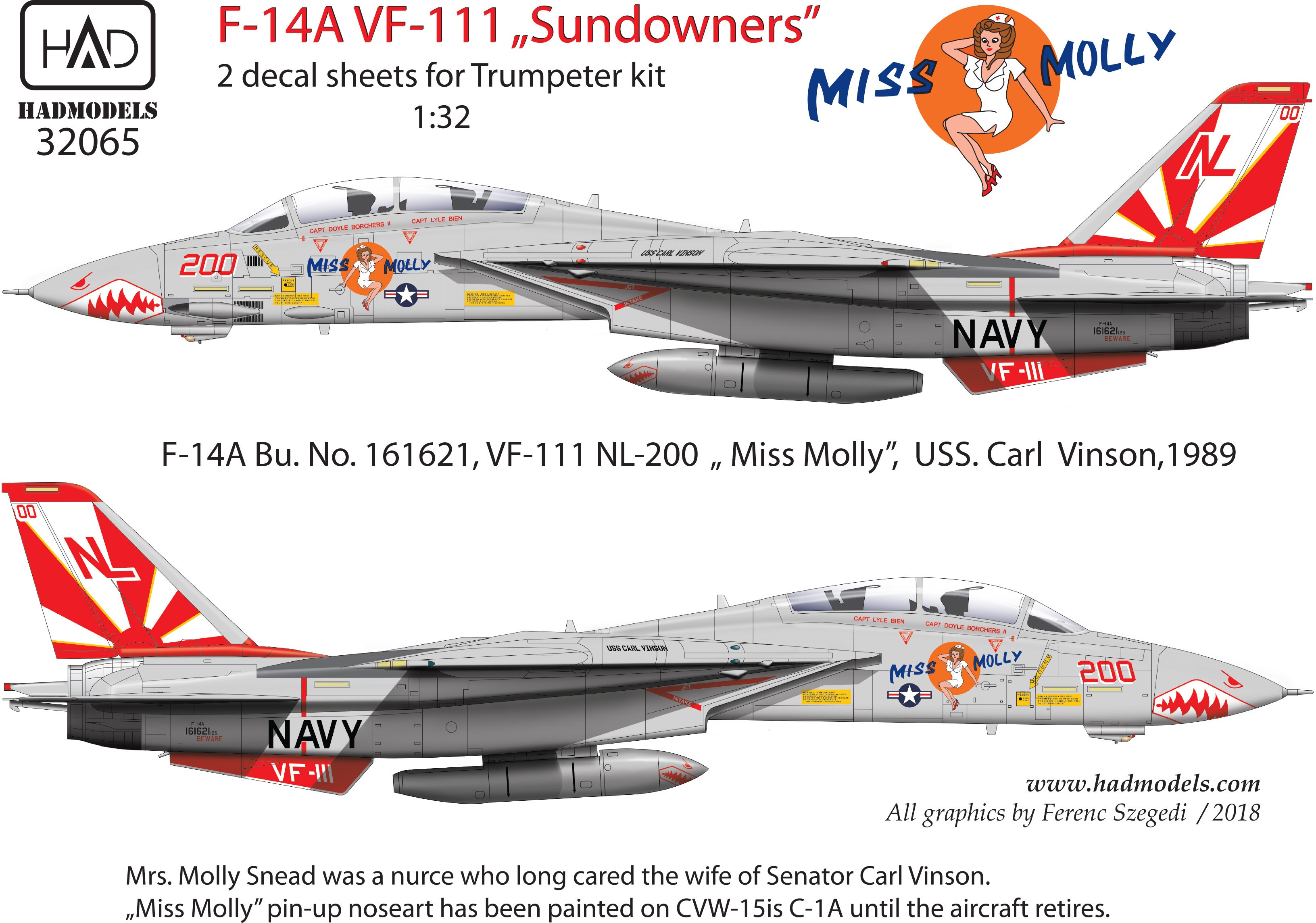  HAD Models Décal Tomcat VF-111 Sundowners Grumman F-14A Miss Molly 