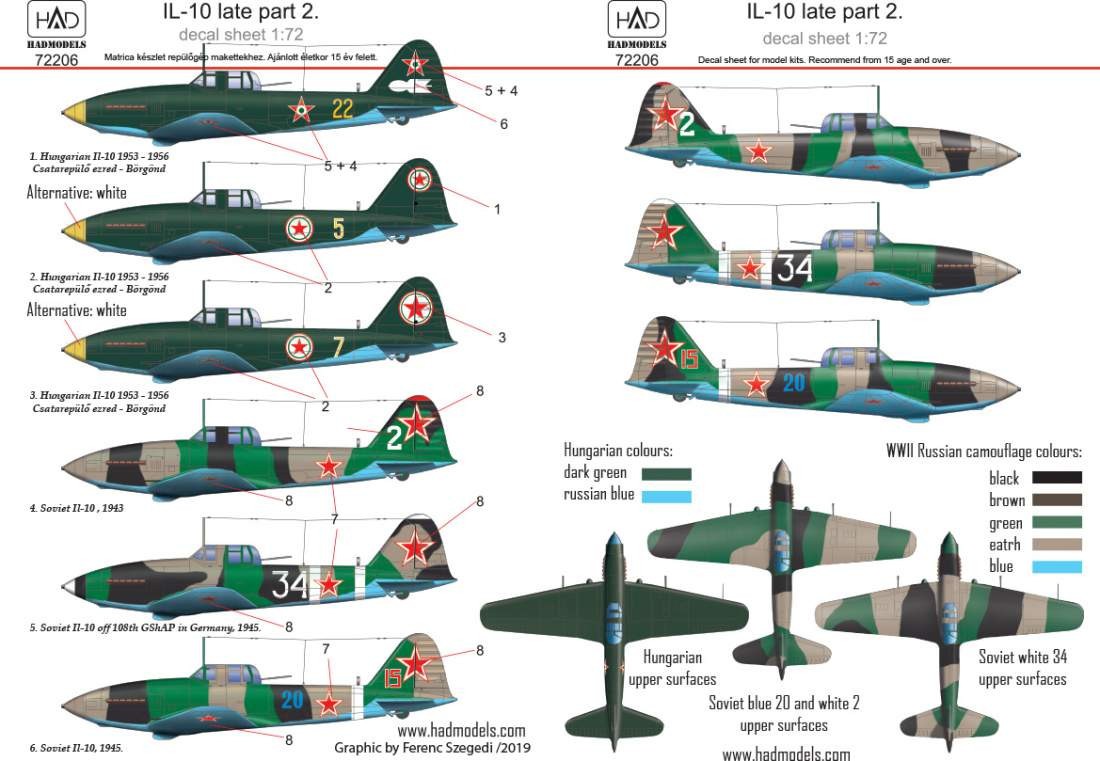  HAD Models Décal Ilyushin Il-10 tard partie 2-1/72 - Accessoires