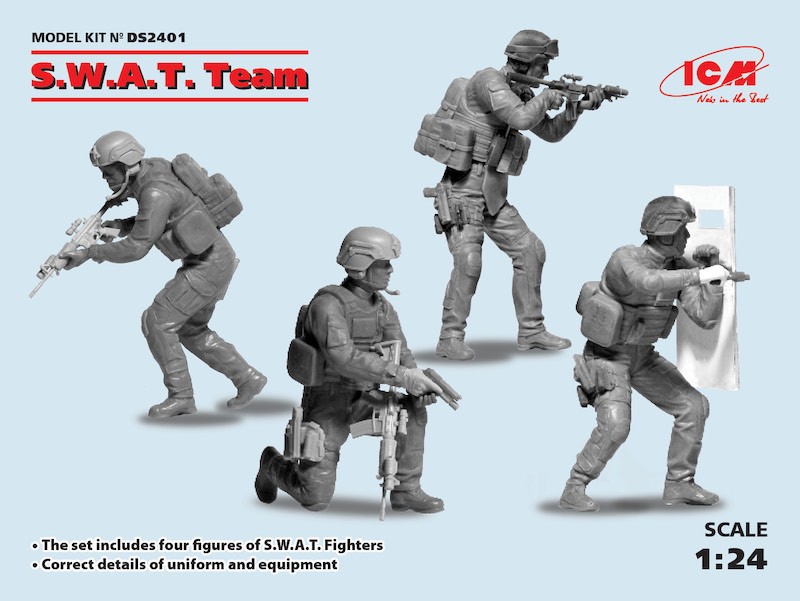  ICM Équipe SWAT (4 figurines) Ensemble de diorama- 1/24 - Figurines