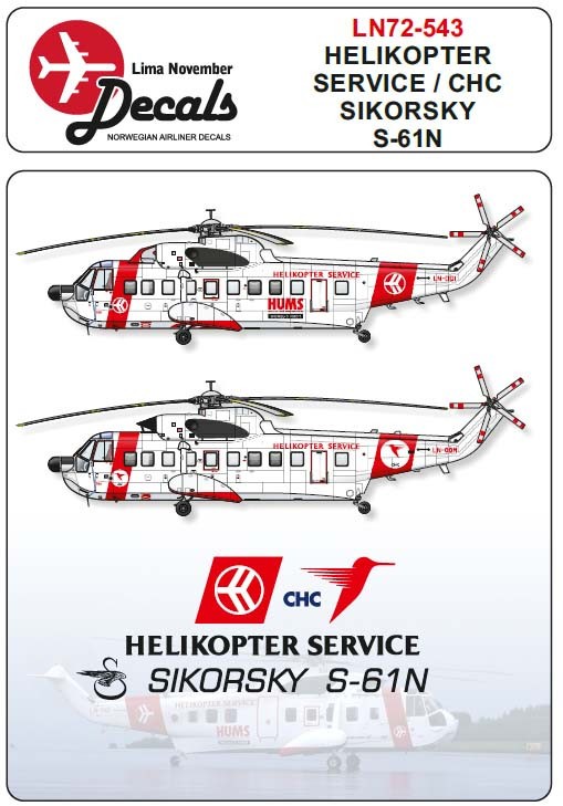  Lima November Décal Service d’hélicoptère / CHC Sikorsky S-61N-1/72 -