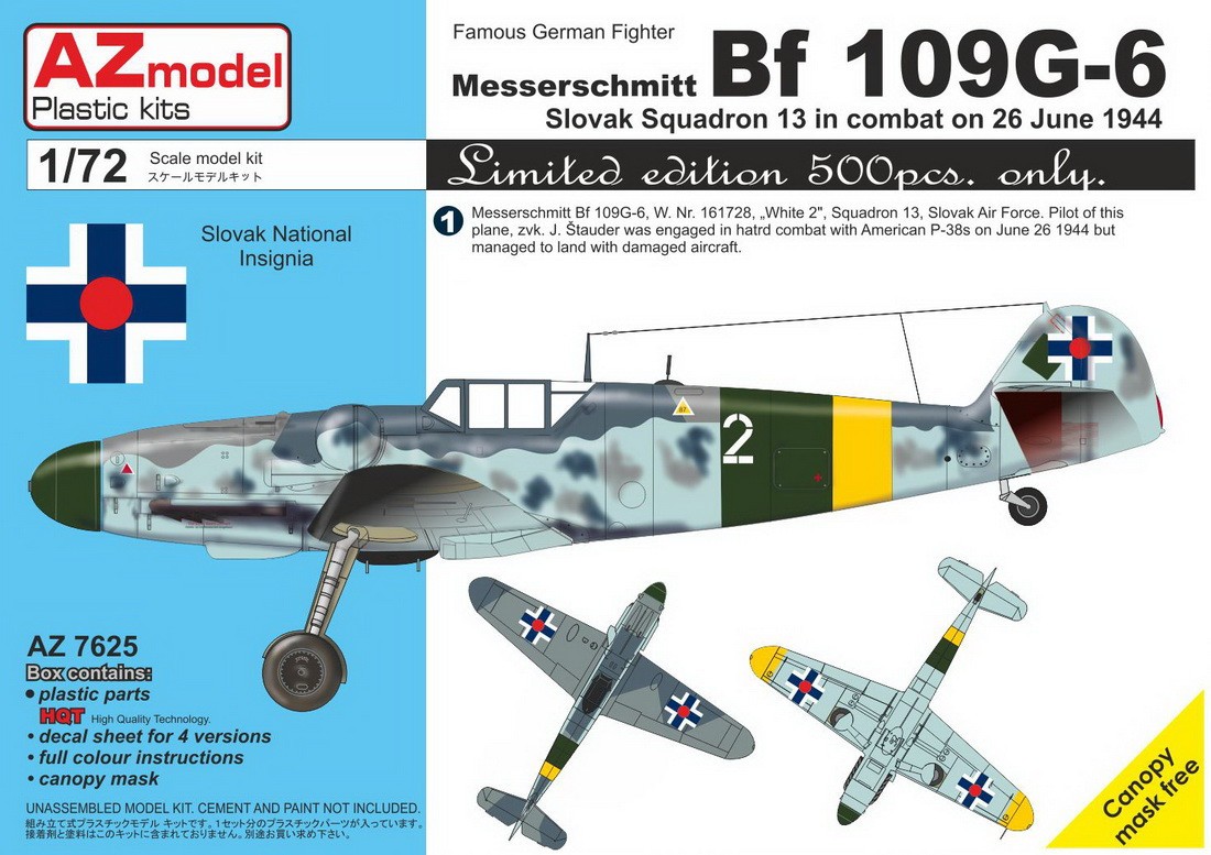 Maquette AZ Models Messerschmitt Bf-109G-6 'Slovak Sq.13, 26 juin 1944