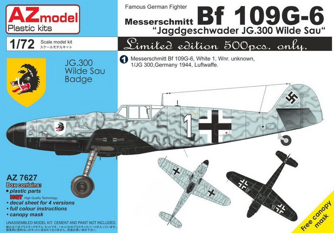 Maquette AZ Models Messerschmitt Bf-109G-6 'JG 300 Wilde Sau'-1/72 - M