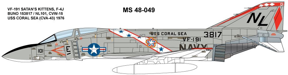  Milspec Décal McDonnell F-4J Phantom VF-191 SATAN'S CITTENS 1976 USS 