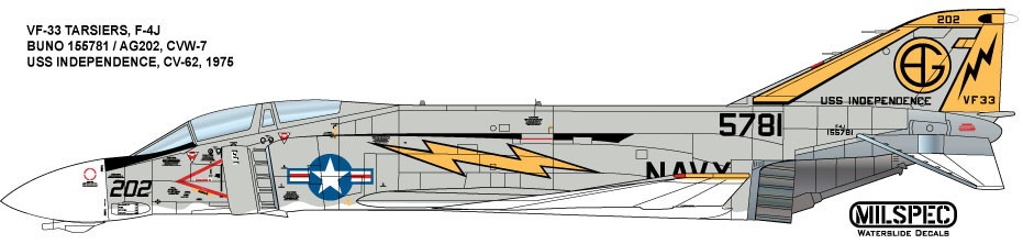  Milspec Décal McDonnell F-4J Phantom VF-33 TARSIERS1975 USS INDEPENDE