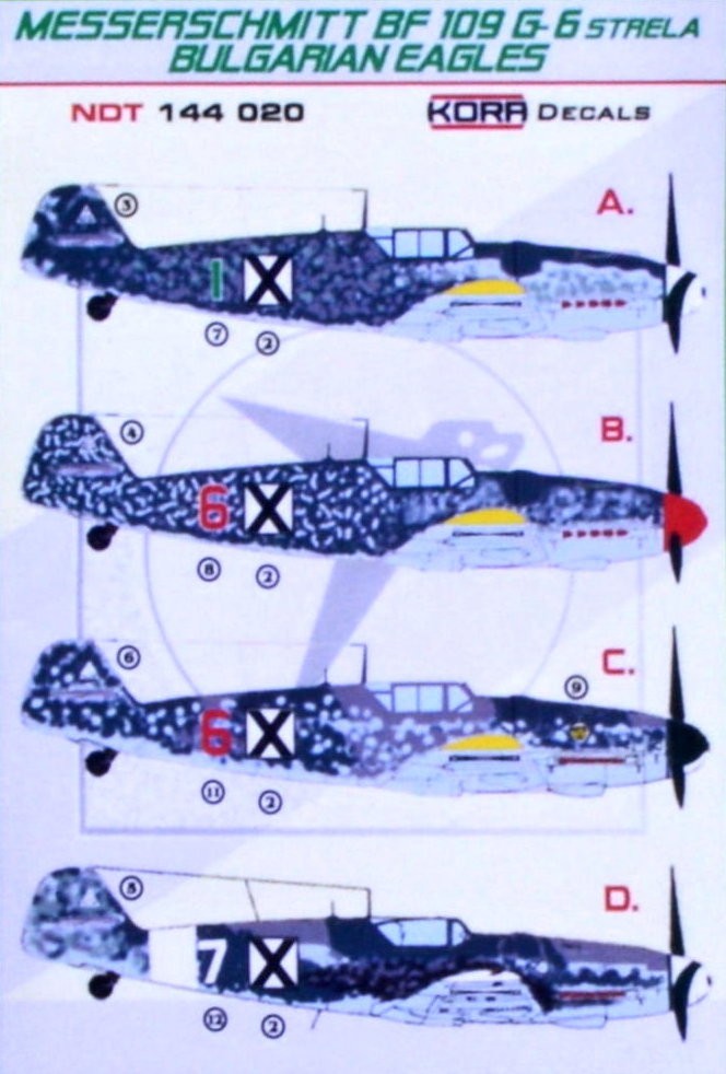  Kora Décal Messerschmitt Bf-109G-6 Strela Eagles Bulgare-1/144 - Acce