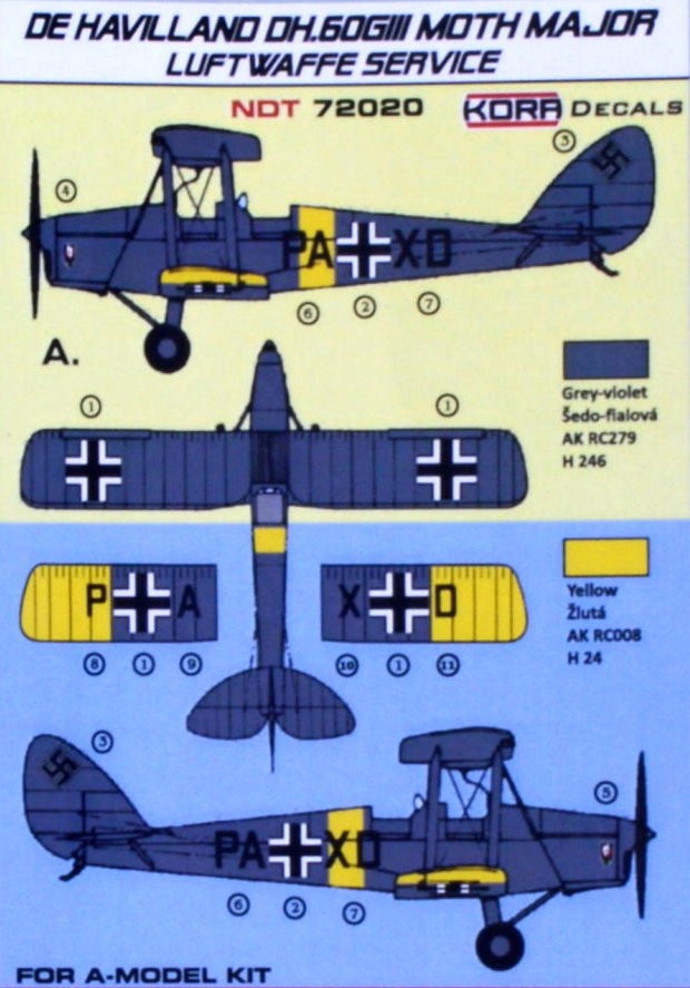  Kora Décal de Havilland DH.60G III Luftwaffe Majeure-1/72 - Accessoir