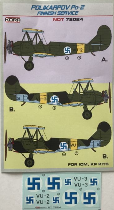  Kora Décal Polikarpov Po-2 (service finlandais)-1/72 - Accessoires