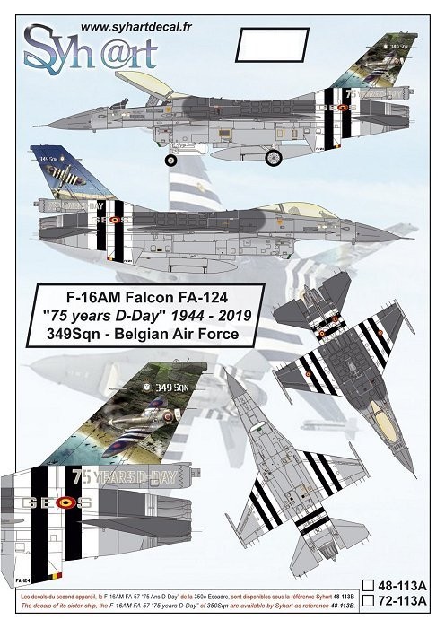  Syhart Decal Décal F-16AM Falcon FA-124 de General-Dynamics, piloté p