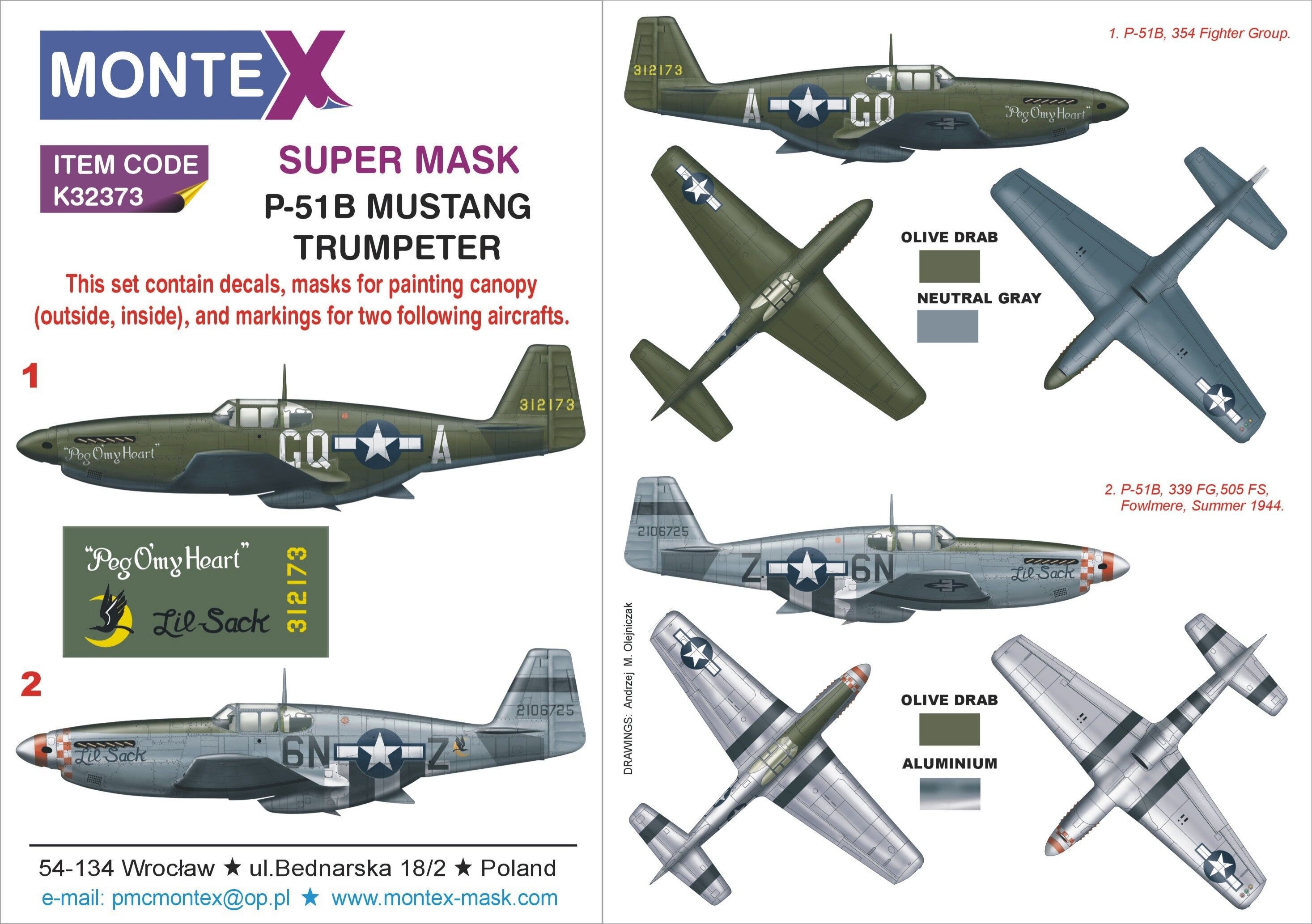  Montex Masque à baldaquin nord-américain P-51B Mustang (extérieur et 