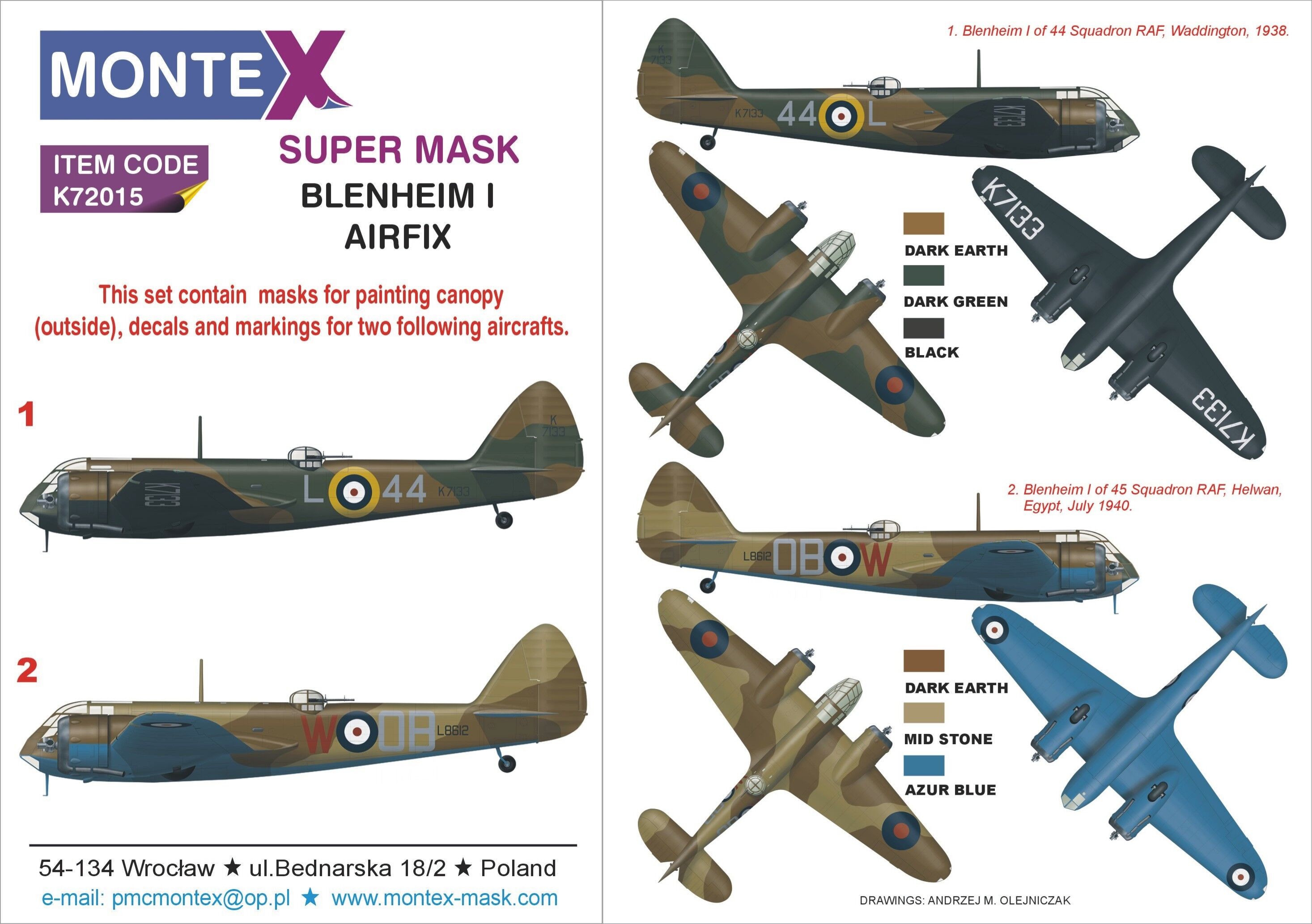 Montex Bristol Blenheim Mk.IF Masque à baldaquin RAF 1 (extérieur) + 