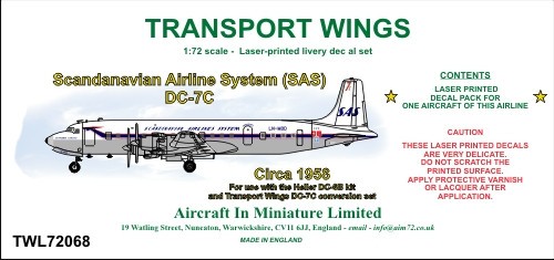  AIM - Transport Wings Décal Système aérien scandinave (SAS) Douglas D