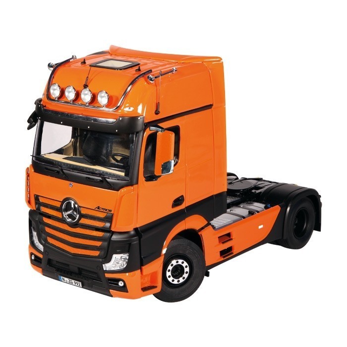  NZG MERCEDES-BENZ ACTROS 4X2 ORANGE- 1/18 - Miniature de camion