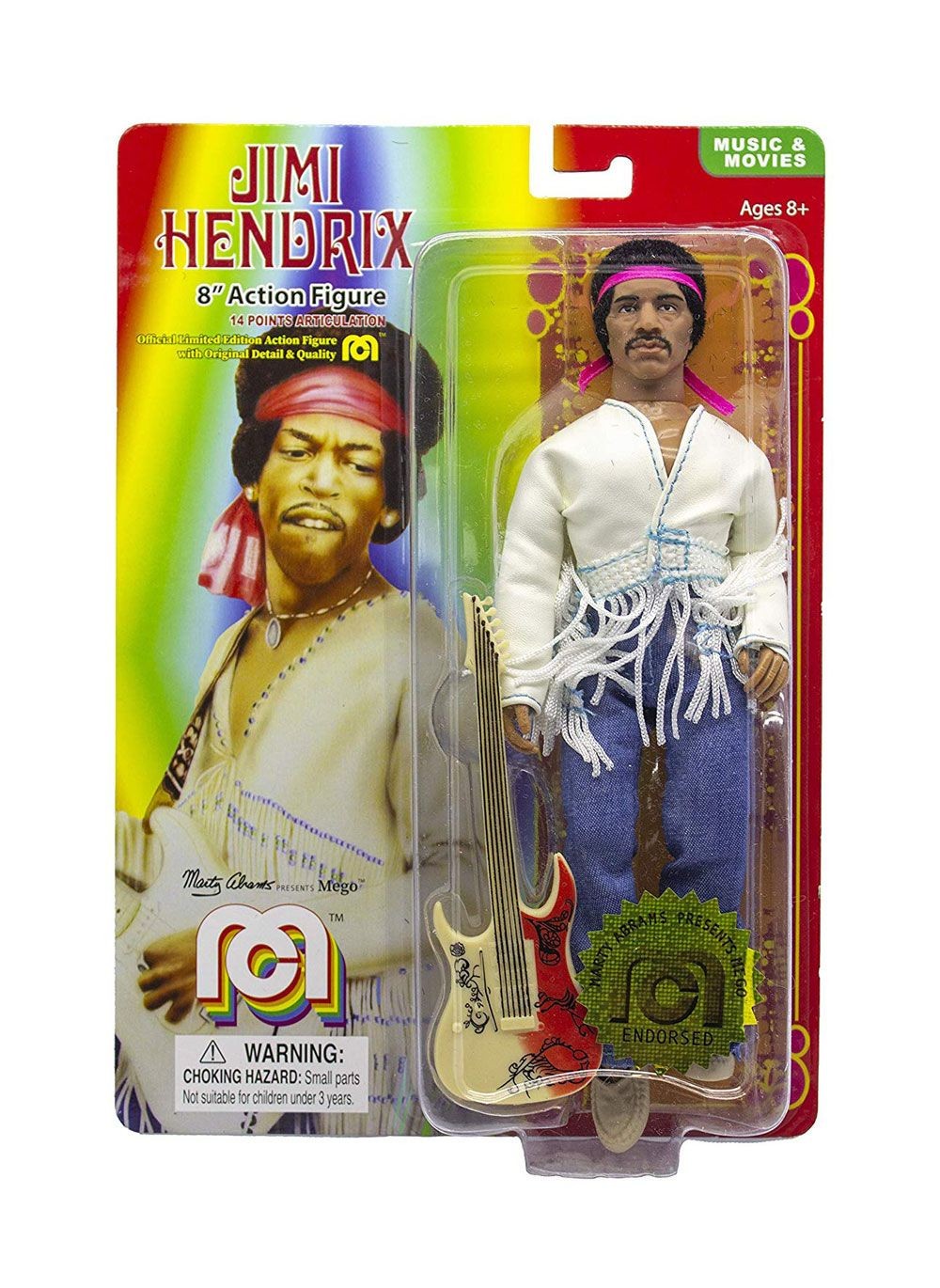 Figurine articulée MEGO Jimi Hendrix figurine Woodstock Flocked 20 cm-