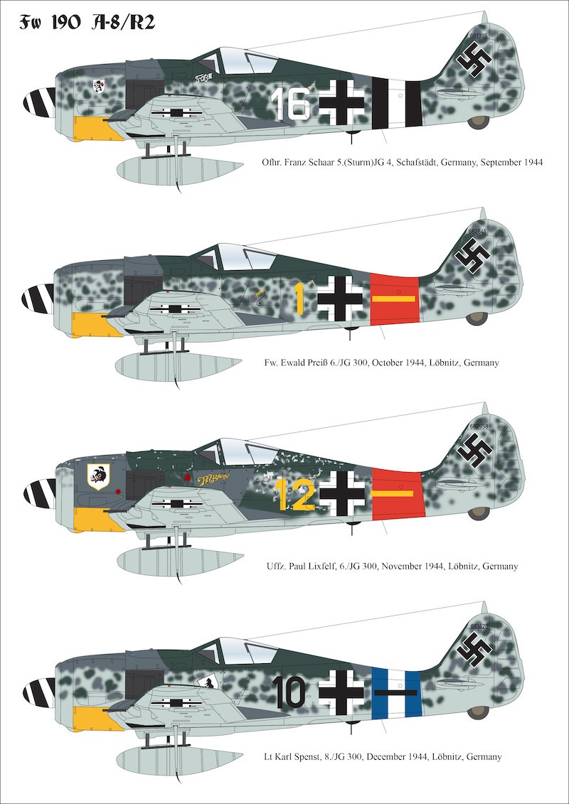  Aims Décal Focke-Wulf Fw-190A-8 / R2 Blanc 16 - Ofhr. Franz Schaar 5.