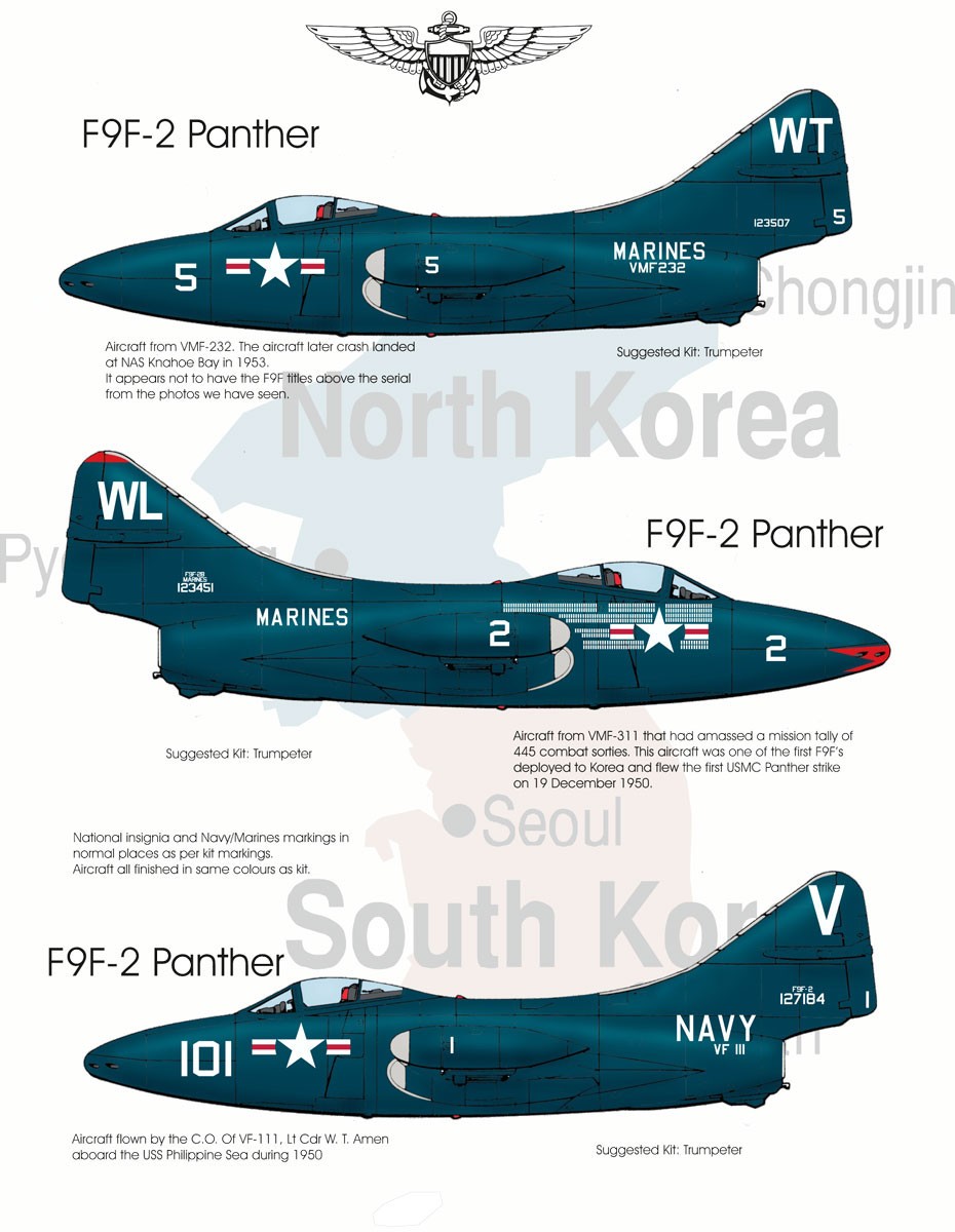  Blackbird Models Décal Grumman F9F Panthers Over Korea & The Pacific 