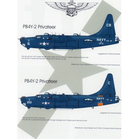  Décal US Navy Lockheed PB4Y-2 PrivateersLockheed PB4Y-2 59427 CB-6 VP-9 Iwakuni Japon 1952Lockheed PB4Y-2 59830 C-210 Columbus