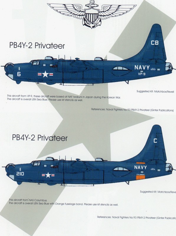  Blackbird Models Décal US Navy Lockheed PB4Y-2 PrivateersLockheed PB4