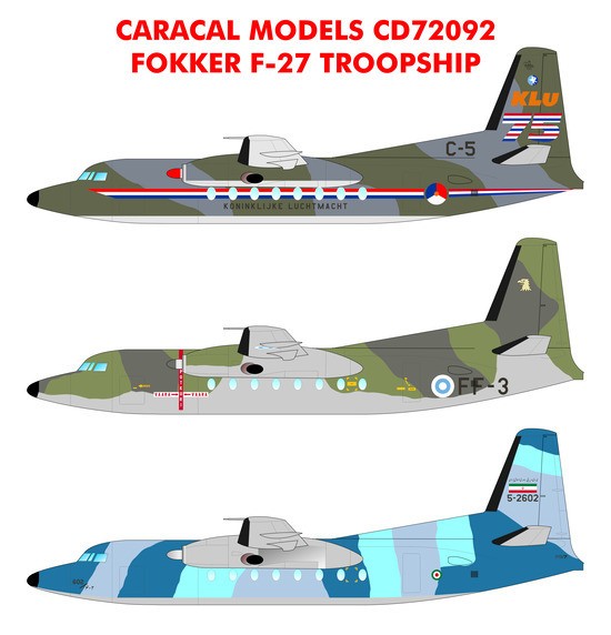  Caracal Models Décal Fokker F-27 TroopshipVersion militaire du très p