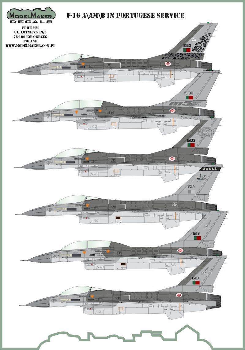  Model Maker Decals Décal Lockheed-Martin F-16A / AM / B / BM en servi