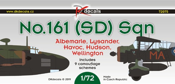  DK Decals Décal No.161 (SD) Sq. RAF (Albemarle, Lysander, Havoc, Huds