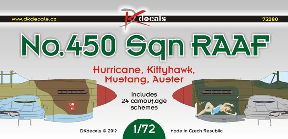  DK Decals Décal No 450 Sq. RAAF (Hurricane, Kittyhawk, Mustang, Auste