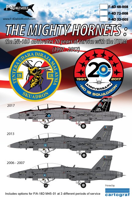  F-4dable Décal 20 ans de service du Boeing F / A-18D Hornet au sein d