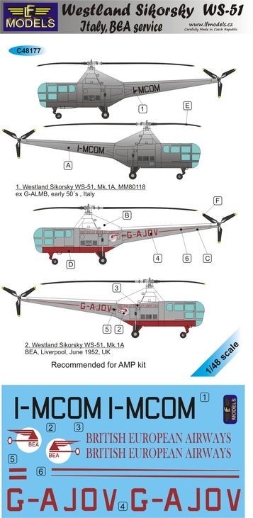 LF Models Décal Westland Sikorsky WS-51 (Italie, BEA)- 1/48 - Access