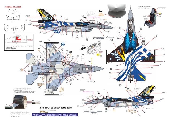 Procal Decals Décal Lockheed-Martin F-16C Block 52 Zeus Greek Demo te