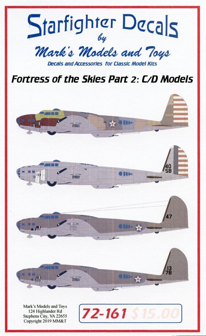  Starfighter Decals Décal Fortress of the Sky Partie 2 Boeing B-17B / 