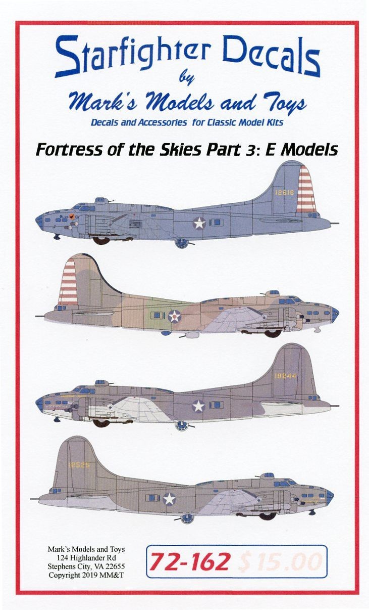  Starfighter Decals Décal Boeing B-17E Fortress of the Skies Pt.3 Paci
