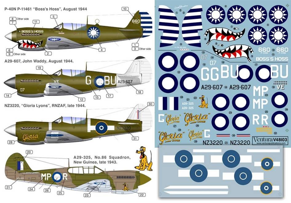  Ventura Décal Curtiss P-40s. American Volunteer Group China, RAAF et 