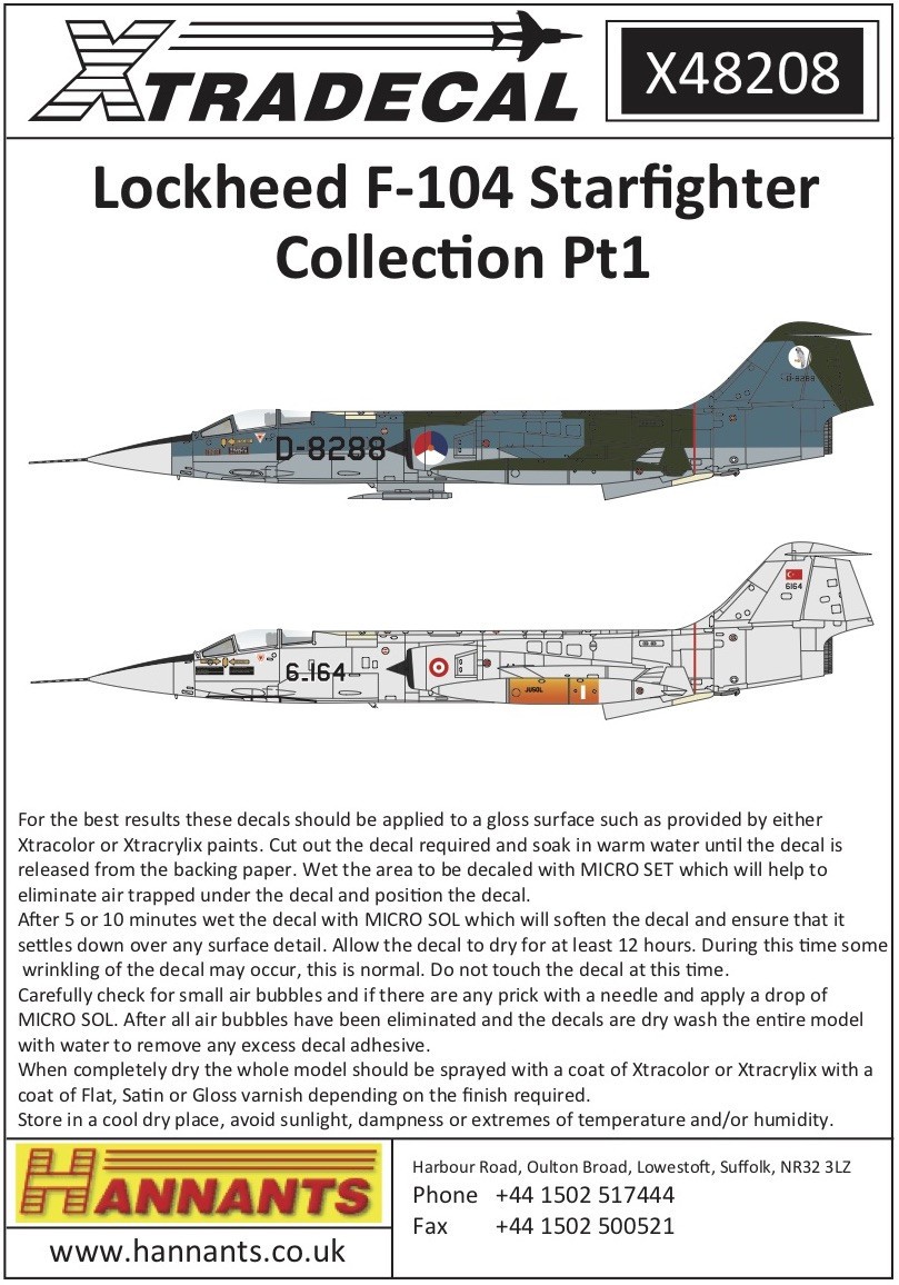  Xtradecal Décal Lockheed F-104 Starfighter Collection Pt1 (7) F-104G 