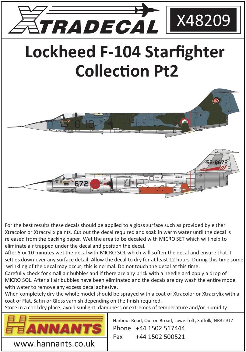  Xtradecal Décal Lockheed F-104 StarfighterCollection Pt2 (7) RF-104G 