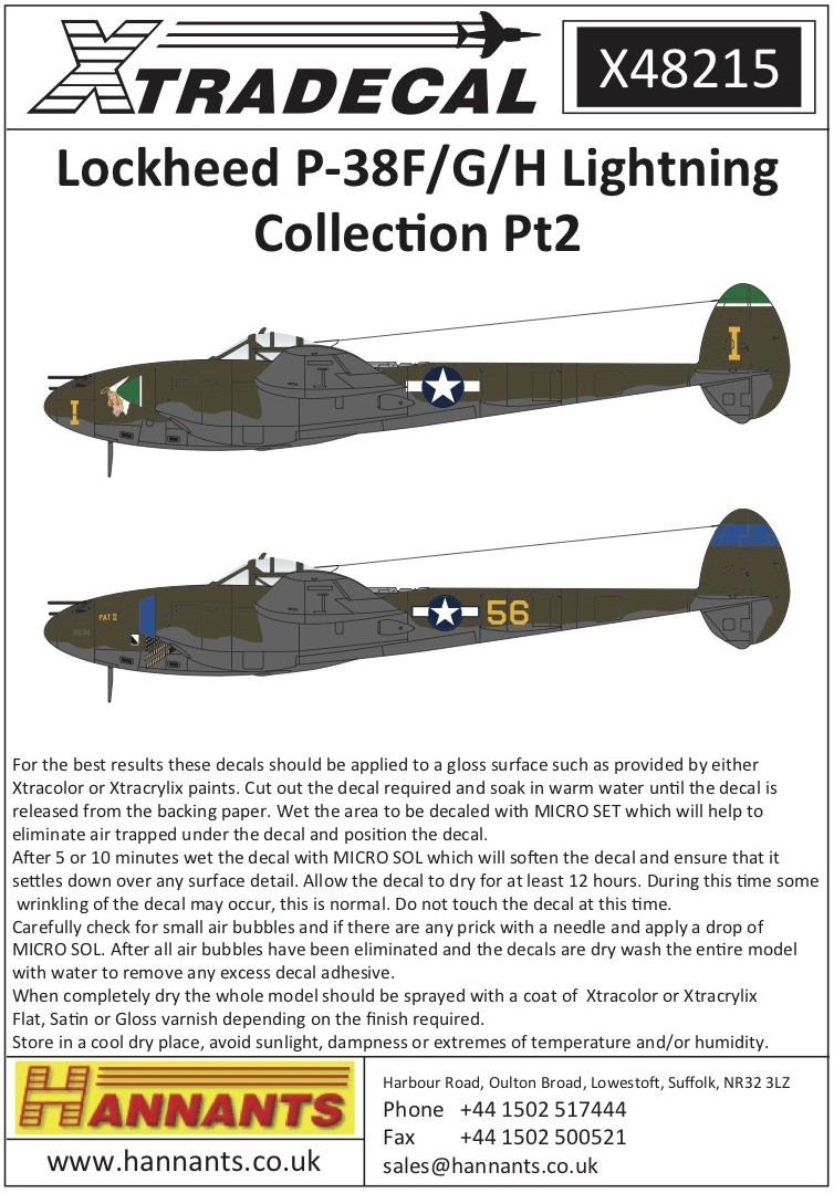  Xtradecal Décal Lockheed P-38F / G / H LightningCollection Pt.2 (11) 